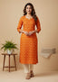 Sambalpuri Women's Kurti - Orange Stripped Dali Tippa Design Ikkat Kurti