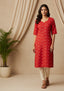 Sambalpuri Women's Kurti - Red Dali Tippa Design ikkat Kurti