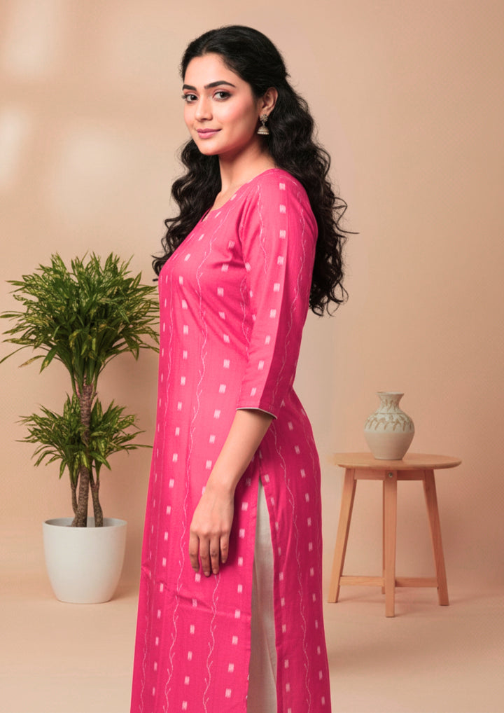 Sambalpuri Women's Kurti - Sindoori Red Heritage Design Ikkat Kurti