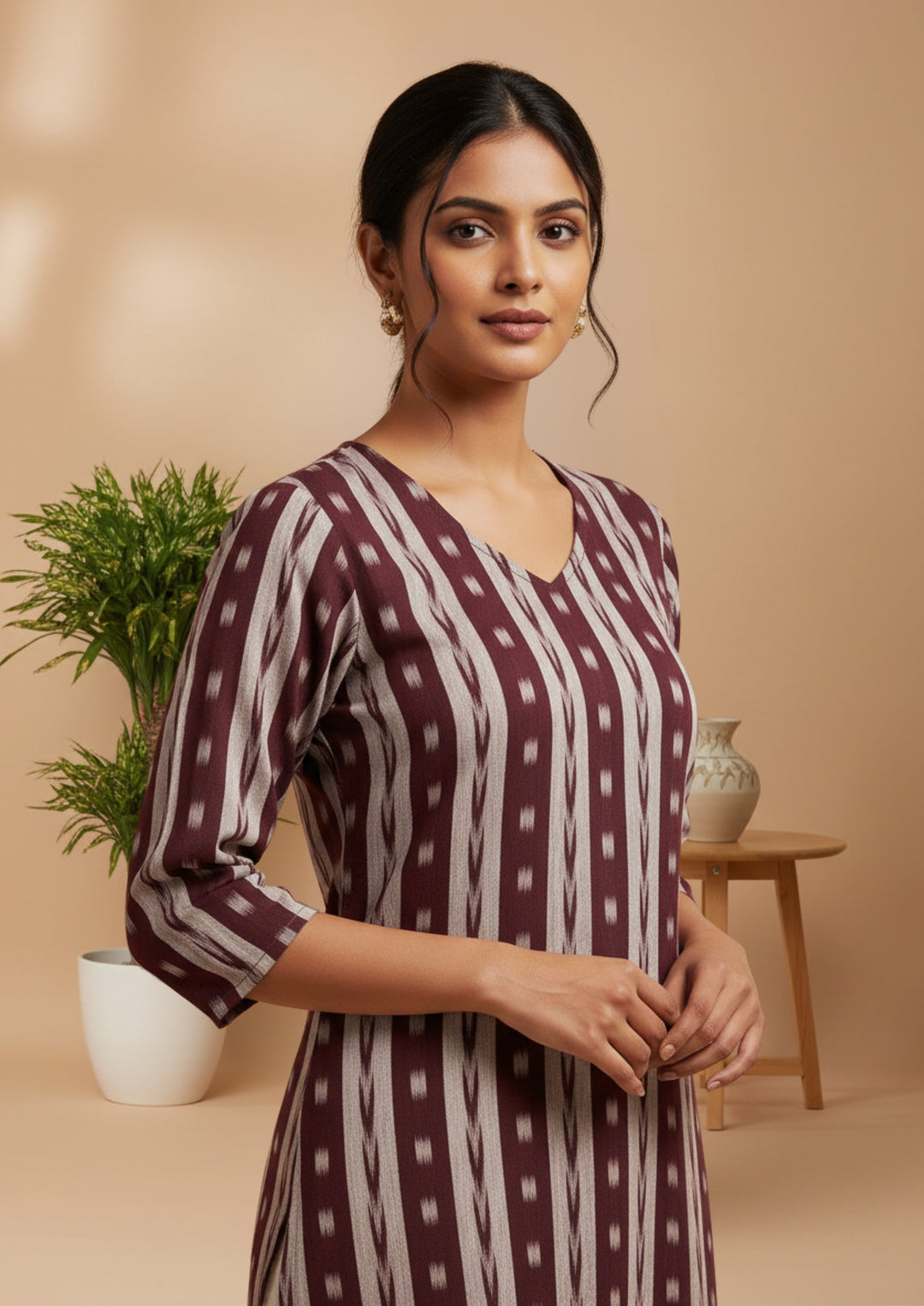 Sambalpuri Women's Kurti -  Gray & Black Noir Heritage Design Ikkat Kurti
