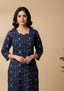 Sambalpuri Women's Kurti -  Navy Blue Heritage Design Ikkat Kurti