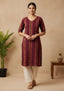Sambalpuri Women's Kurti -  Maroon Stripe Heritage Design Ikkat Kurti