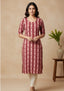 Sambalpuri Women's Kurti - Blush Pink Stripe Heritage Design ikkat Kurti