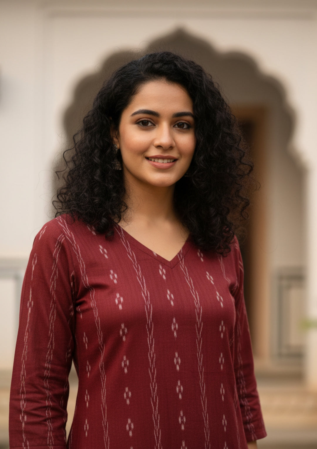 Sambalpuri Women's Kurti -  Wine Heritage Design Ikkat Kurti