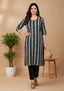 Sambalpuri Women's Kurti - Black Striped Heritage Design ikkat Kurti