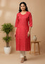 Sambalpuri Women's Kurti -  Vermilion (Rust Orange) Classic Design Ikkat Kurti