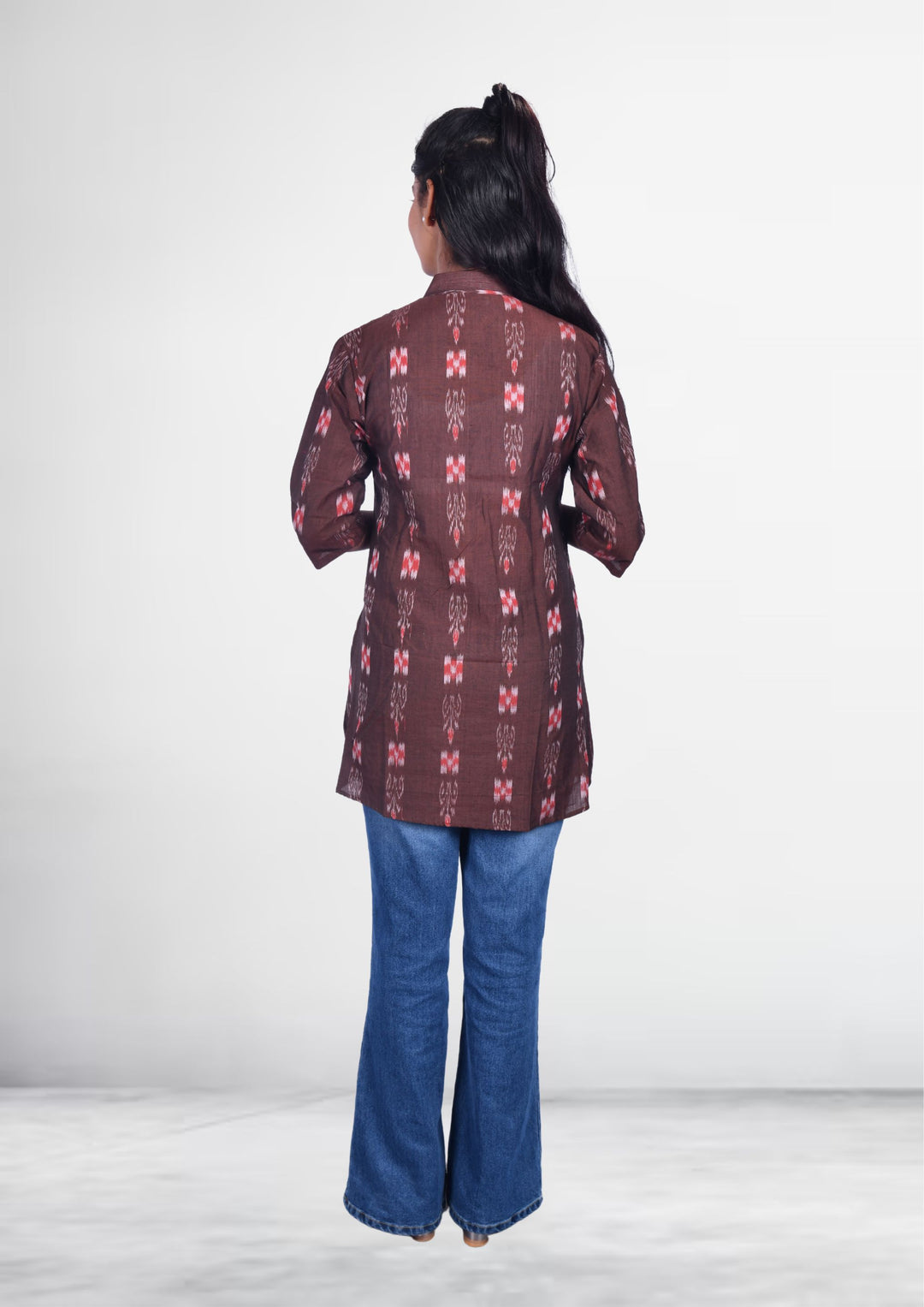 Sambalpuri Handloom Sapta Design Tunic Top in coffee