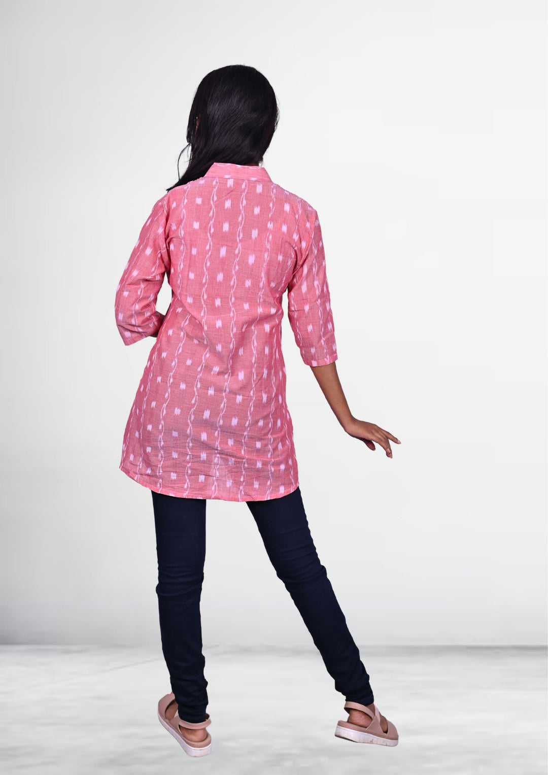 Sambalpuri Handloom Curly Design Tunic Top in Pink