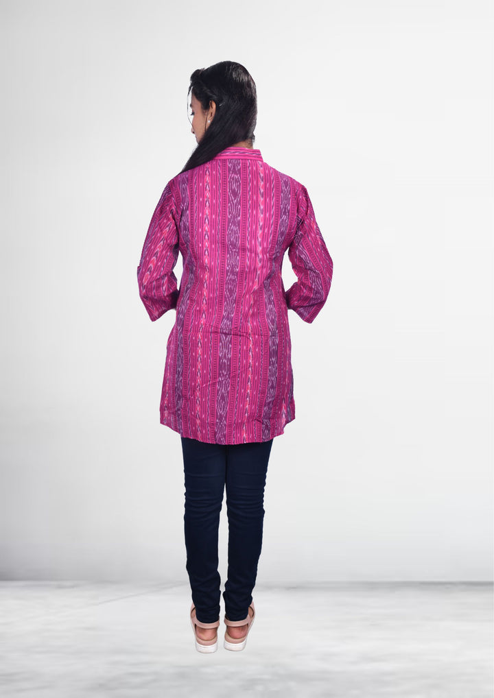 Sambalpuri Handloom Curly Pattern Tunic Top in Purple