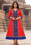 Sambalpuri Utkal Laxmi Heritage Gown – Blue Red Flower design Ikat Gown with Red side cloth Edition