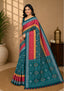 Handwoven Teal Green Sambalpuri Cotton Saree with Rani Pink Borders