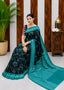 Elegant Sambalpuri Handloom Cotton Saree in Black & Teal Blue
