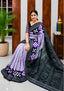 Elegant Sambalpuri Handloom Cotton Saree in Lavender &amp; Classic Black