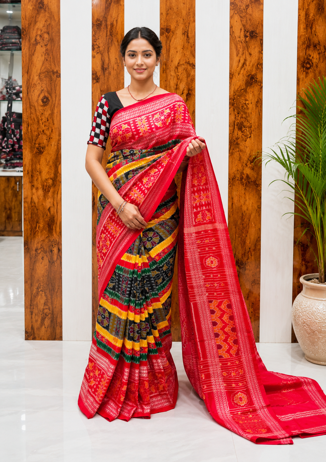 Traditional Utkal Laxmi Handloom Saree in Multicolor with Rudrakshya Border