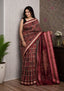 Handwoven Sambalpuri Nabakoti Patta Semi Silk Saree with Ikkat Grid Design