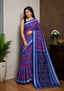 Handwoven Blue Nabakoti Sambalpuri Patta Semi Silk Saree with Traditional Border