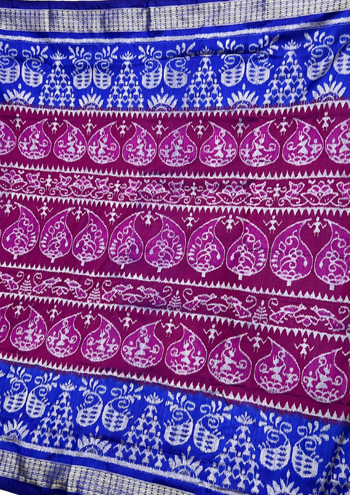 Handwoven Nabakoti Sambalpuri Patta Semi Silk Saree with Traditional Pallu