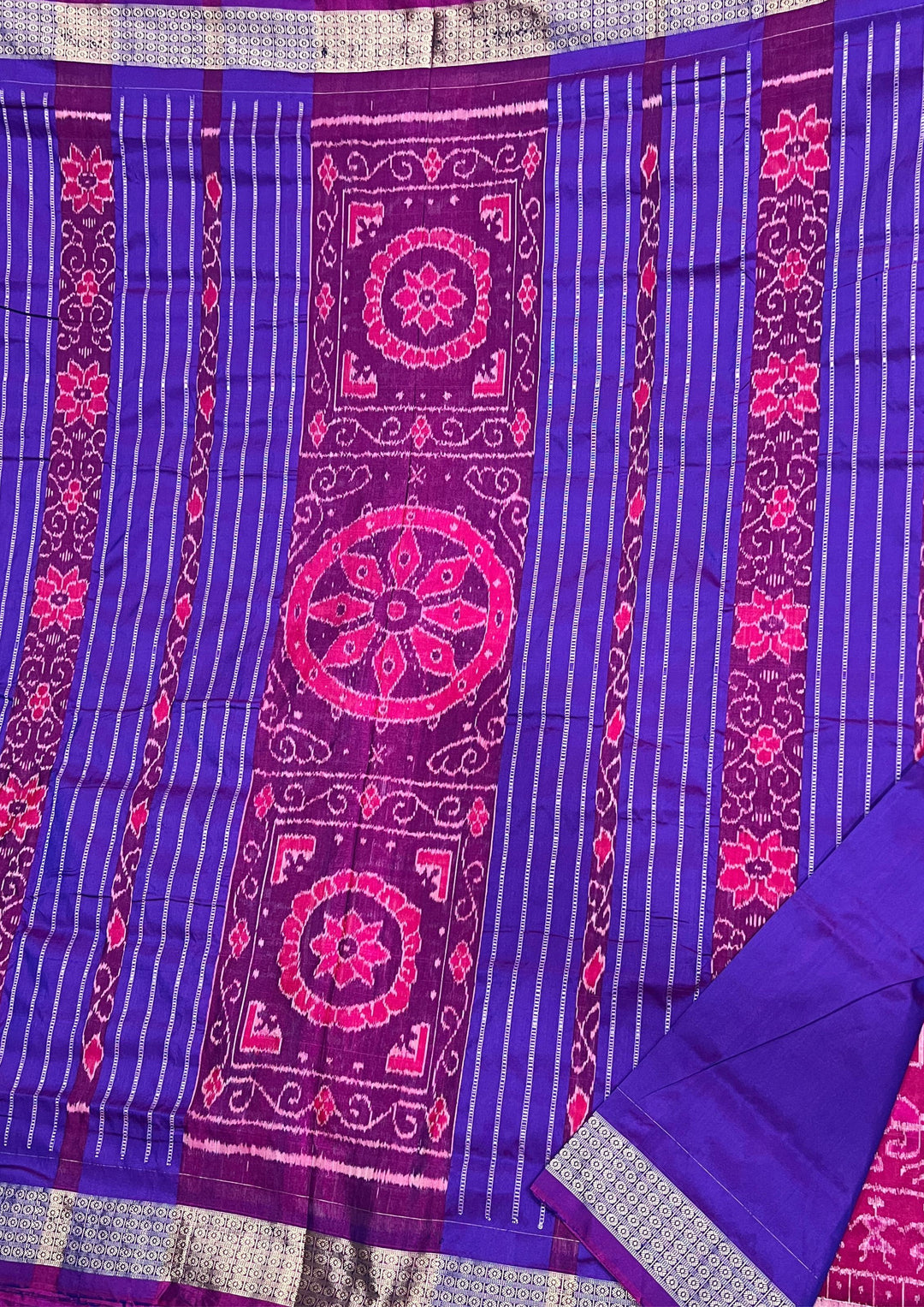 Handwoven Nabakoti Sambalpuri Patta Semi Silk Saree with Traditional Pallu