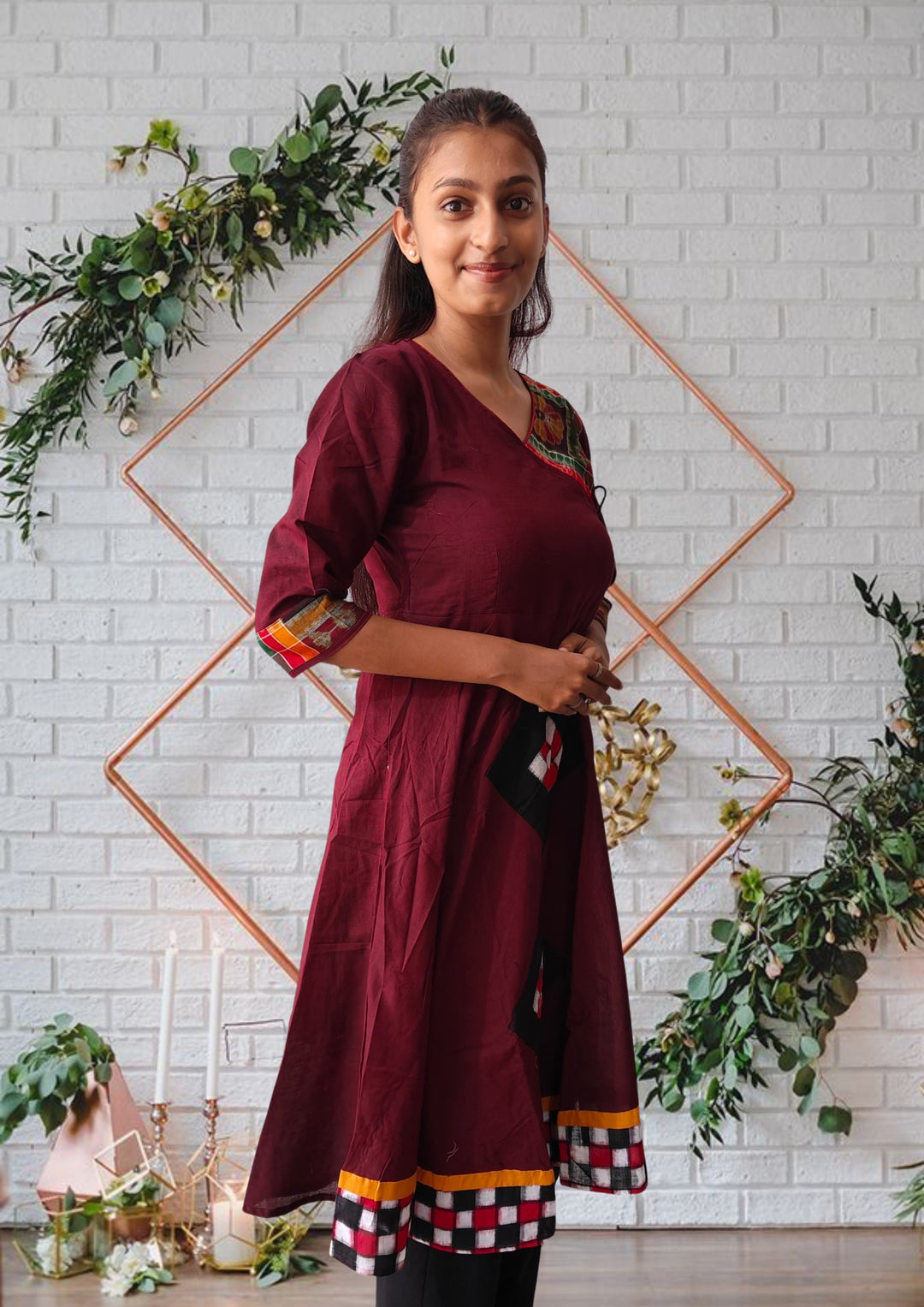 Queens Design Authentic Sambalpuri Kurta Coffee