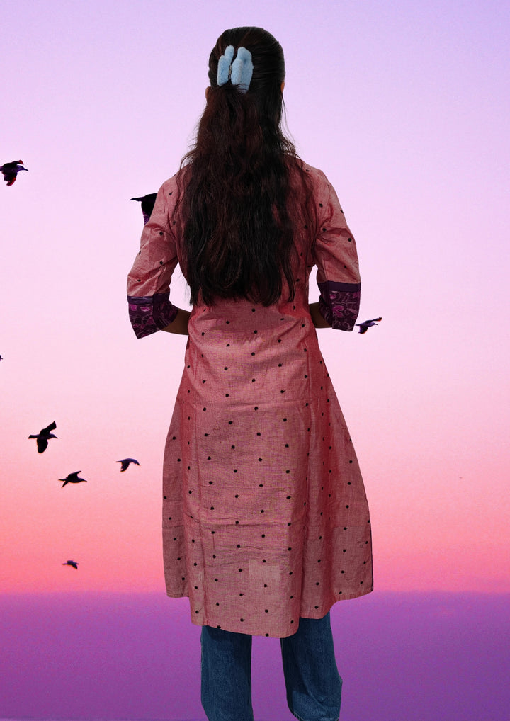 Rangana – Pink Sambalpuri Kurti with Purple Ikat Detailing