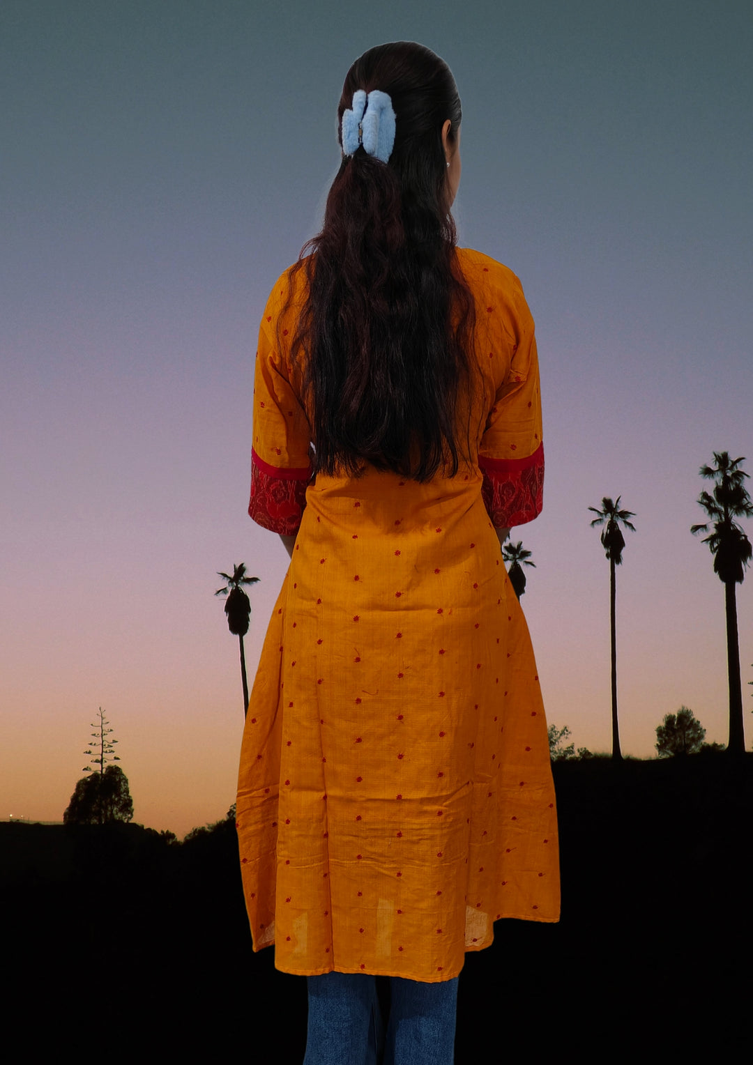 Kanira – Mustard Yellow Sambalpuri Kurti with Red Ikat Accents