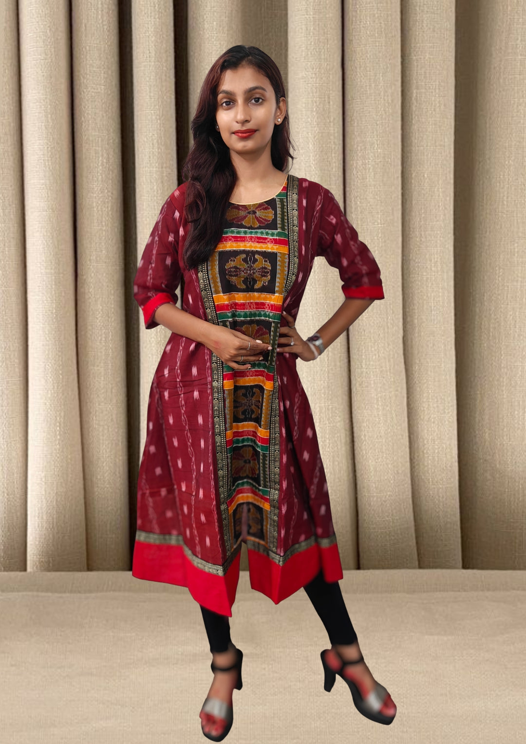 Authentic Sambalpuri Queens Design Women Kurta Maroon