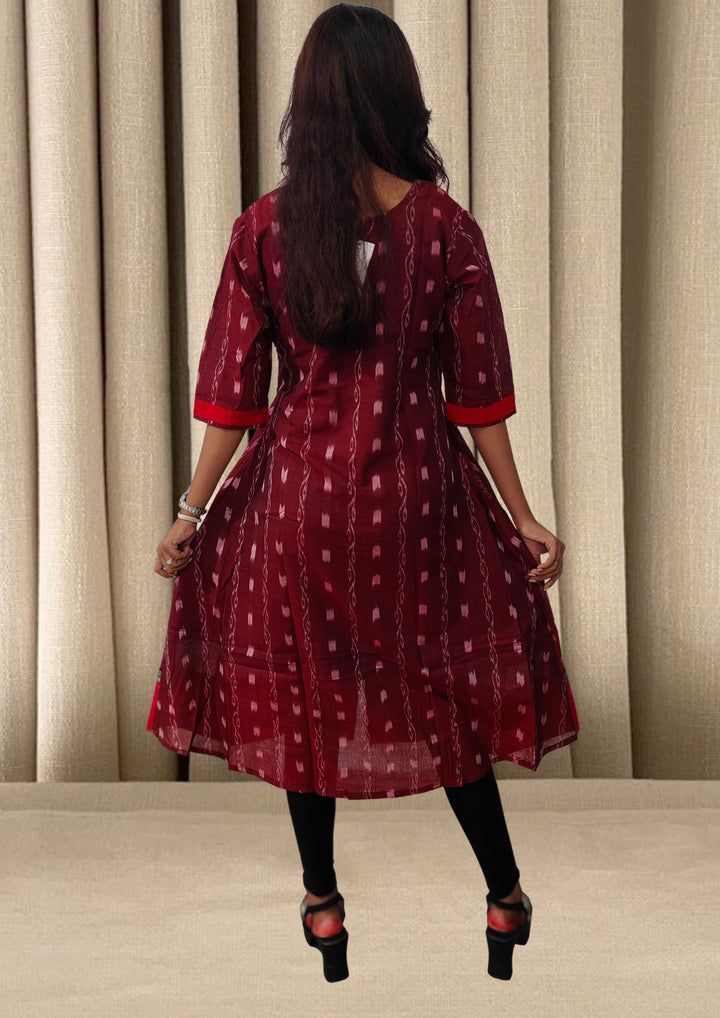 Authentic Sambalpuri Queens Design Women Kurta Maroon