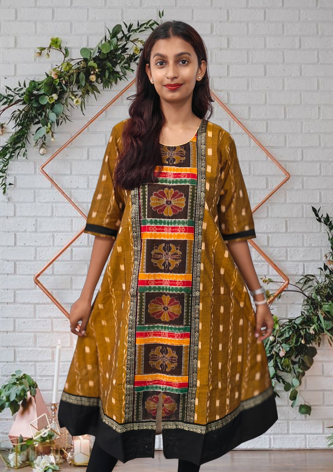Authentic Sambalpuri Queens Design Women Kurta Light Mehendi