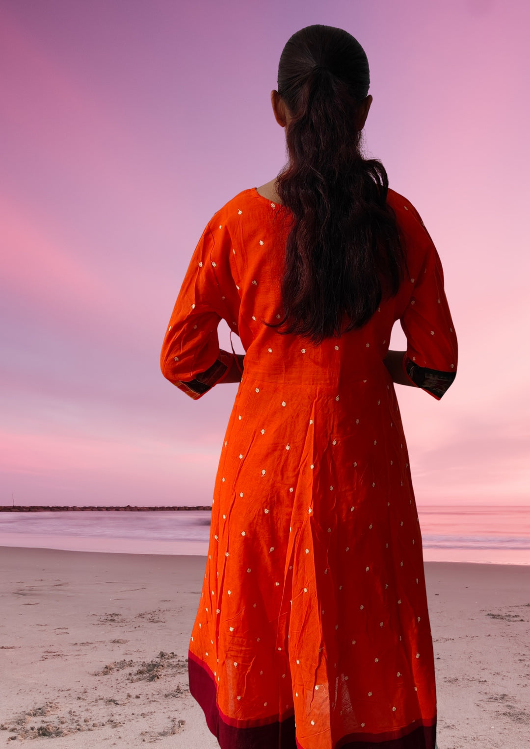 Authentic Sambalpuri Queens Design Women Kurta Orange