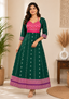 Sambalpuri Designer Flared Emerald Green Sweetheart Neck with Tie Strap