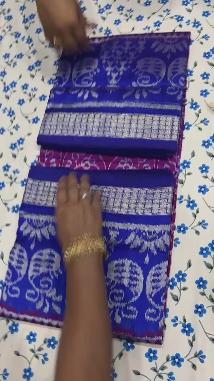 Handwoven Nabakoti Sambalpuri Patta Semi Silk Saree with Traditional Pallu