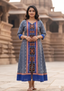 Sambalpuri Utkal Laxmi Heritage Gown – Blue Red Flower design Ikat Gown with Grey side cloth Edition