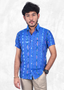 Sambalpuri Handloom Blue Cotton Half-sleeve Shirt for Men